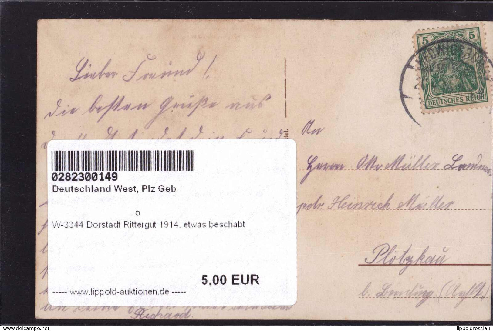 Gest. W-3344 Dorstadt Rittergut 1914, Etwas Beschabt - Wolfenbuettel