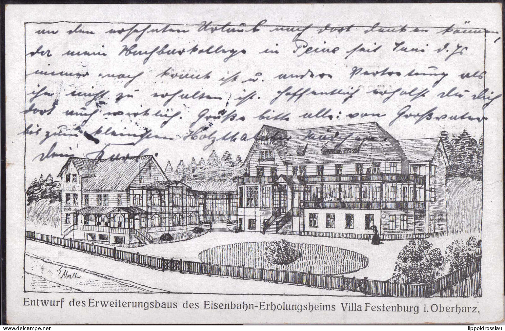 Gest. W-3392 Clausthal-Zellerfeld Eisenbahn-Erholungsheim Villa Festenburg 1912 - Goslar