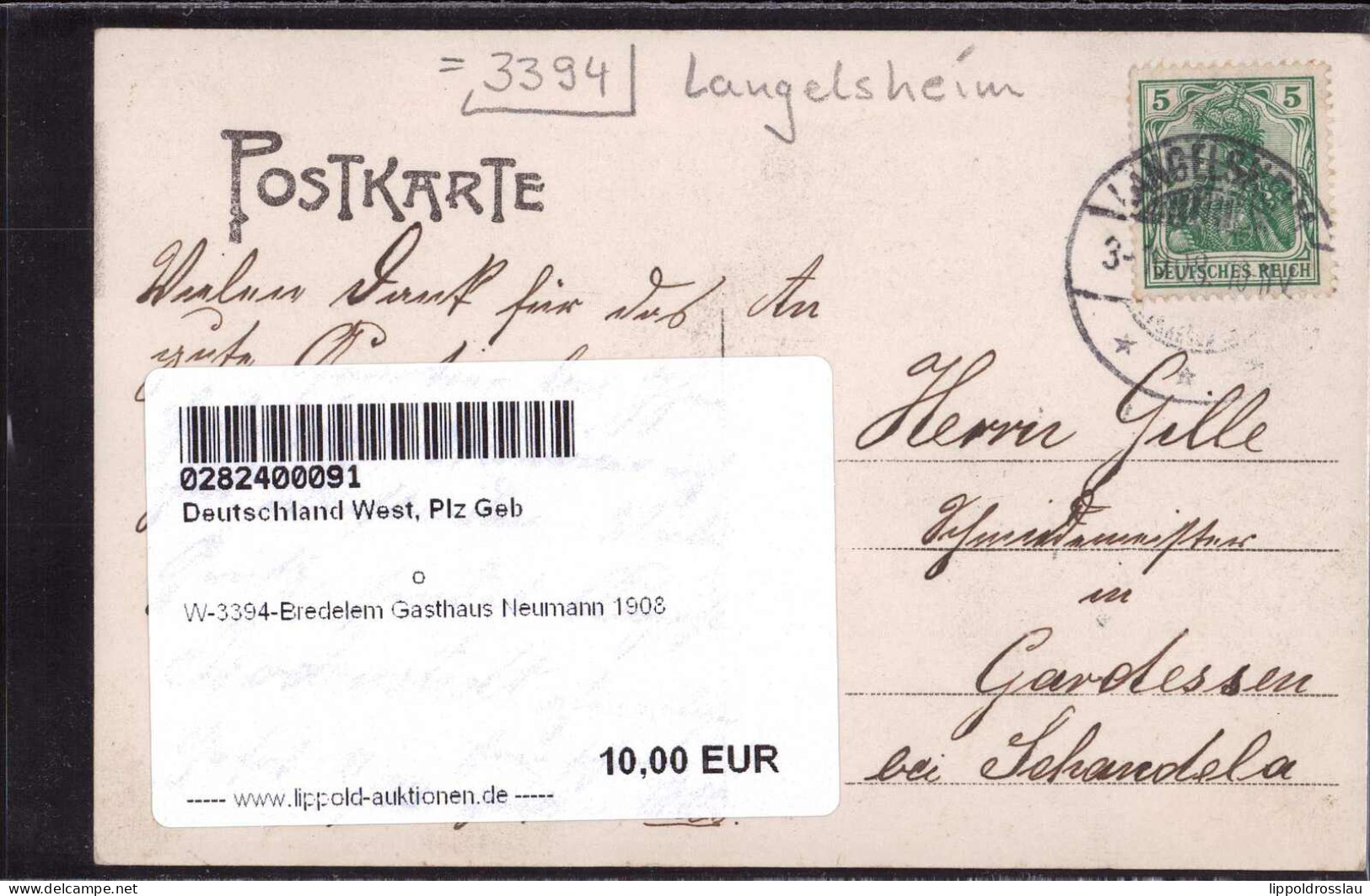 Gest. W-3394-Bredelem Gasthaus Neumann 1908 - Goslar