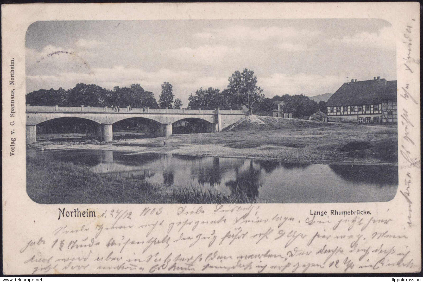 Gest. W-3410 Northeim Lange Rhumebrücke 1909, Einriß 3mm - Northeim