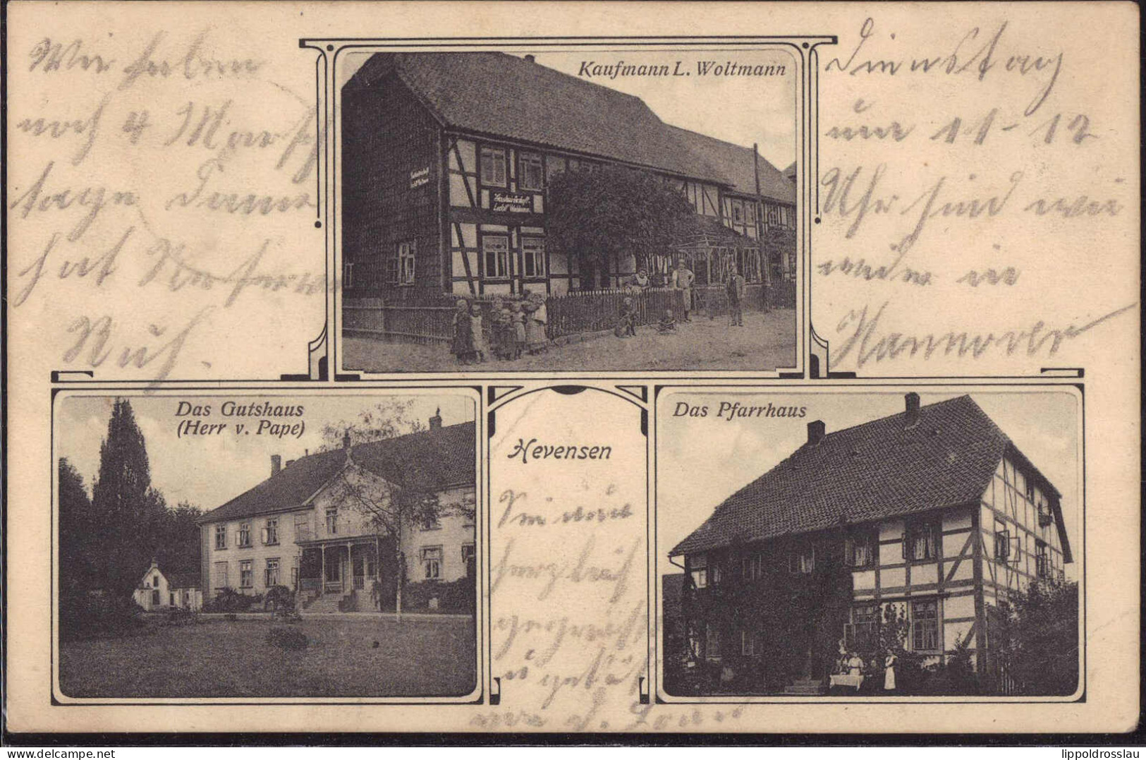 Gest. W-3414 Hevensen Gutshaus Pfarrhaus Kaufmann Woltmann 1910, Diagonalbug - Northeim