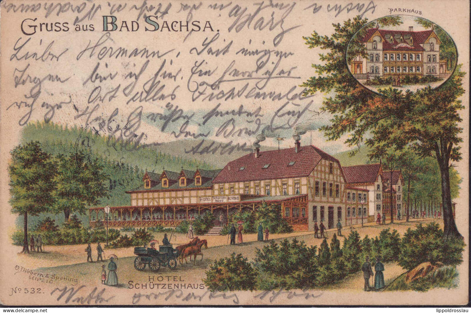 Gest. W-3423 Bad Sachsa Hotel Gasthaus Schützenhaus 1898 - Herzberg