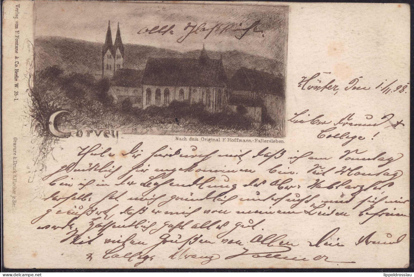 Gest. W-3470 Corvey Kloster 1898 EK 1cm - Höxter