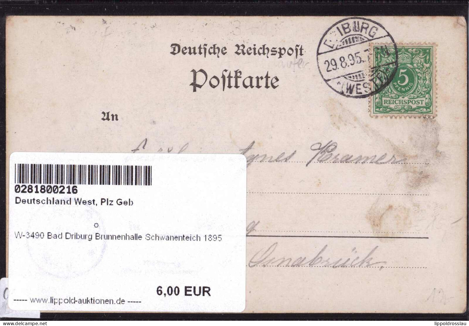 Gest. W-3490 Bad Driburg Brunnenhalle Schwanenteich 1895 - Bad Driburg