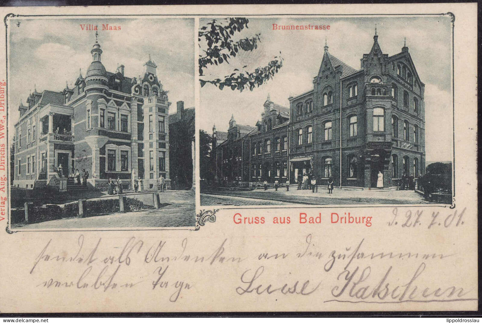 Gest. W-3490 Bad Driburg Brunnenstraße Villa Maas 1901 - Bad Driburg