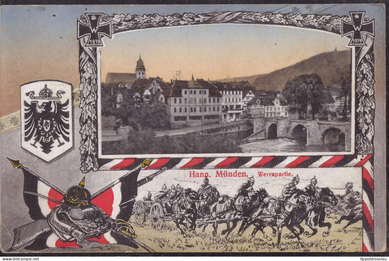 Gest. W-3510 Hann Münden Teil Des Ortes Patriotik, Feldpost 1915 - Hannoversch Muenden