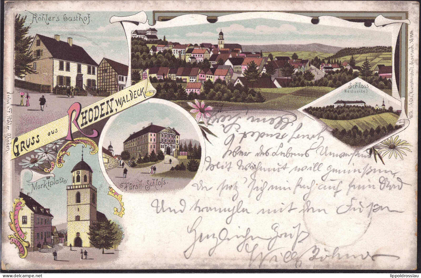Gest. W-3549 Rhoden Schloß Gasthaus Köhler 19'898, Briefmarke Unsachgemäß Entfernt, Dort Dünne Stelle - Korbach