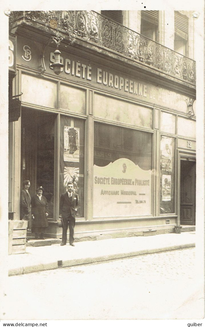 75 Paris 9eme Societé Europeenne De Publicité  Rue De La Victoire 10  Carte Photo (2 Petits Trous) - Paris (09)