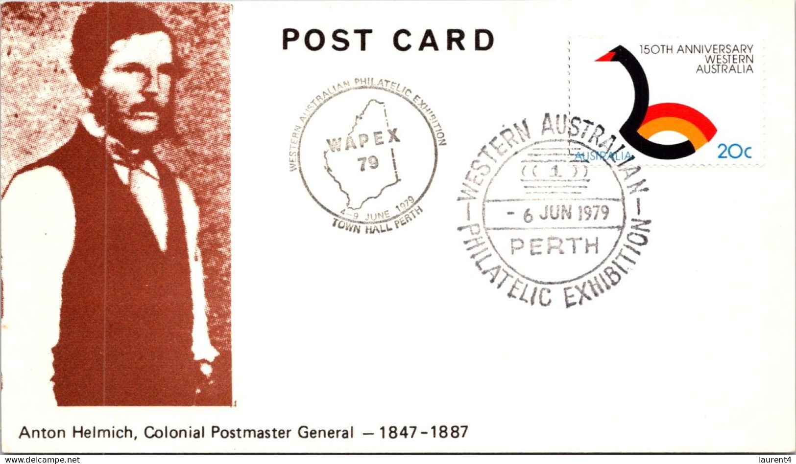 26-4-2024 (4 Y 6) Centenary Of The First Postcard Issued In Western Australia (6-6-1879) 6-6-1979 (1 Card) - Poste & Facteurs