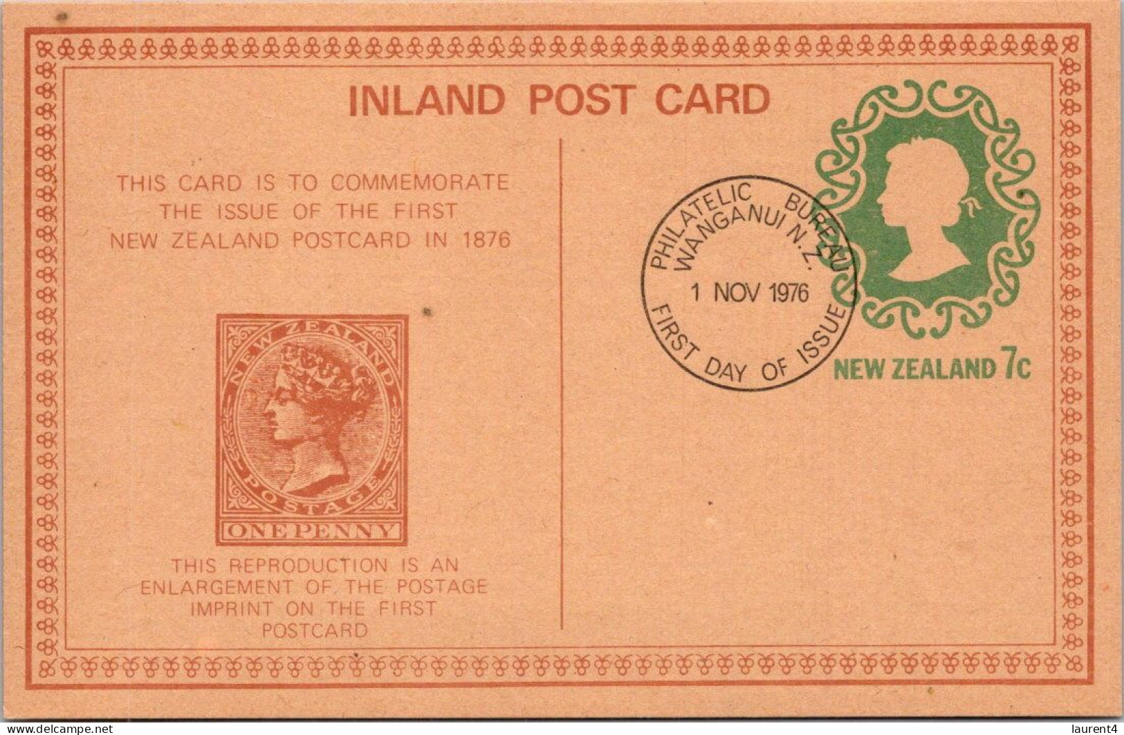 26-4-2024 (4 Y 6) Centenary Of The First Postcard Issued In New Zealand (1-11-1876) 1-11-1976 (1 Card) - Postal Services