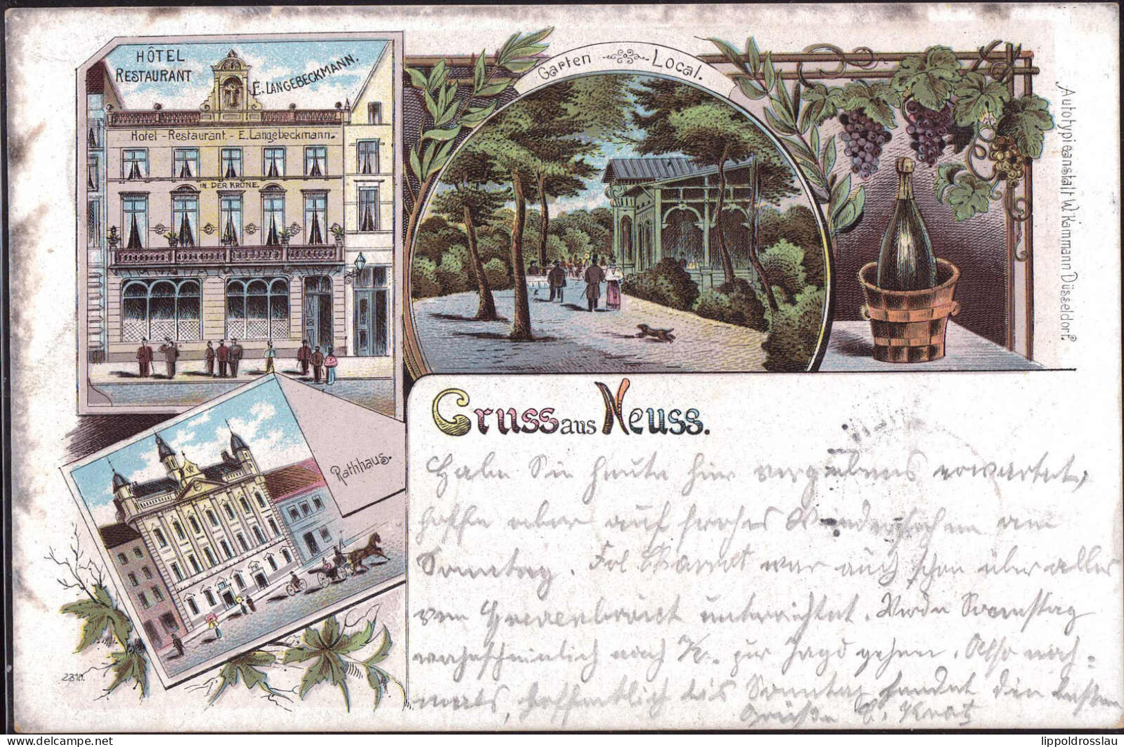 Gest. W-4040 Neuss Gasthaus Hotel Langebeckmann 1902 - Neuss