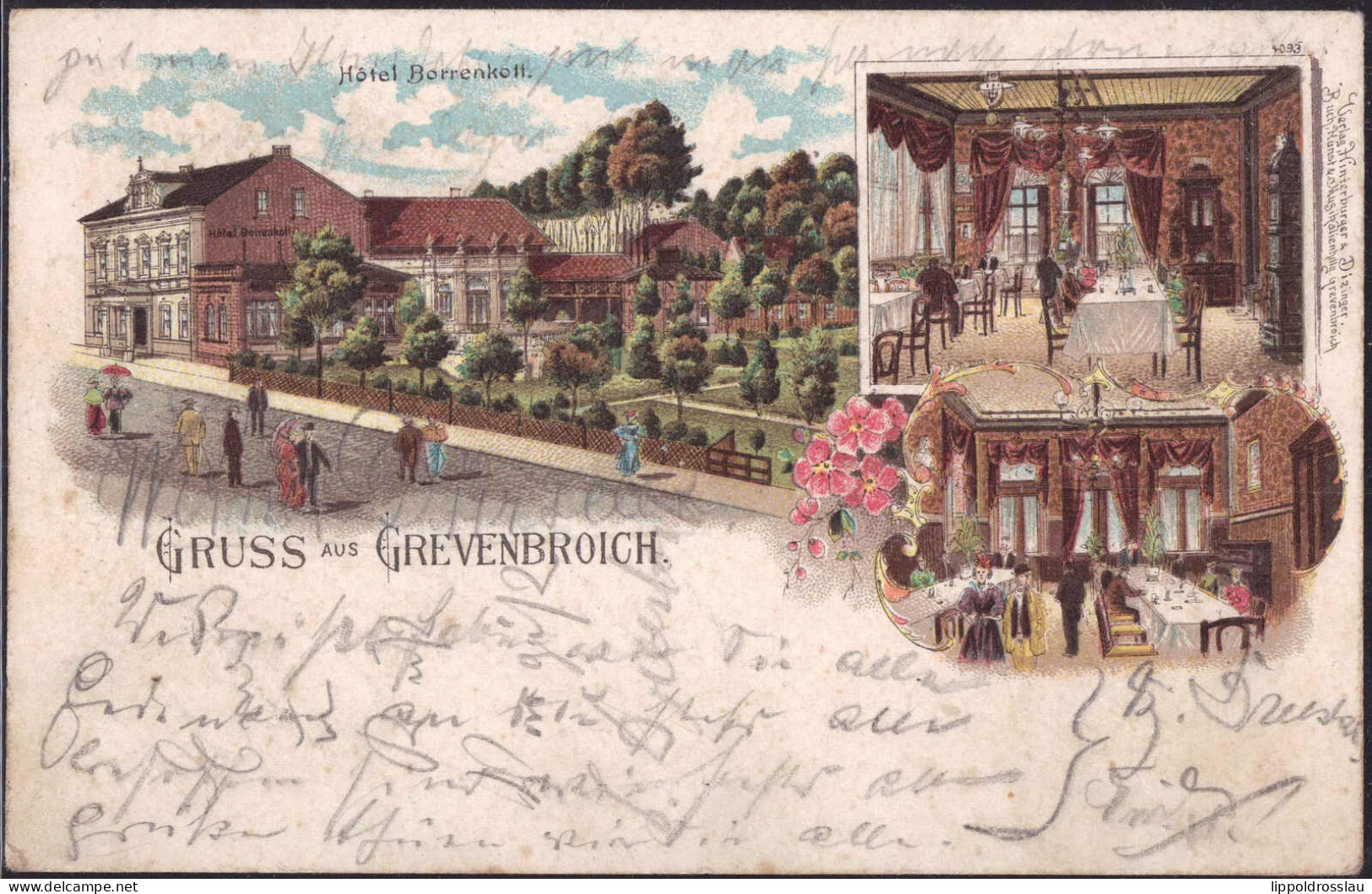 Gest. W-4048 Grevenbroich Hotel Gasthaus Borrenkott 1900 - Neuss