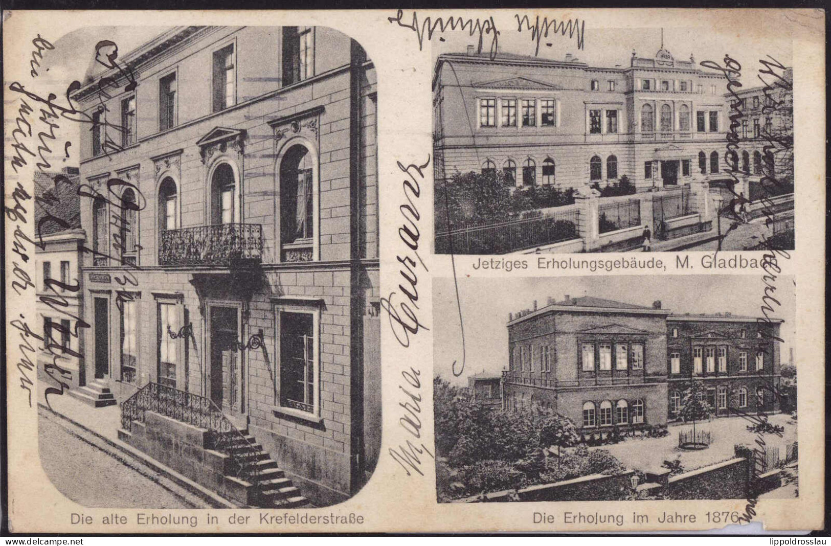 Gest. W-4050 Mönchengladbach Erholungsgebäude Krefelder Straße, Feldpost 1915, Unterrand Mottenfraßkerbe - Mönchengladbach