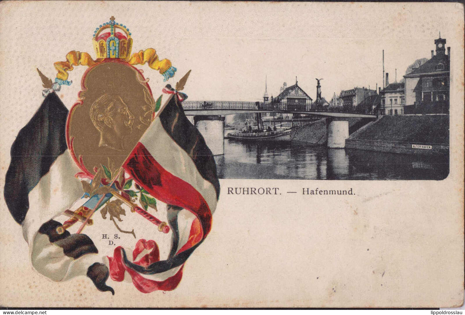 Gest. W-4100 Ruhrort Hafenmund Prägekarte 1905 - Duisburg