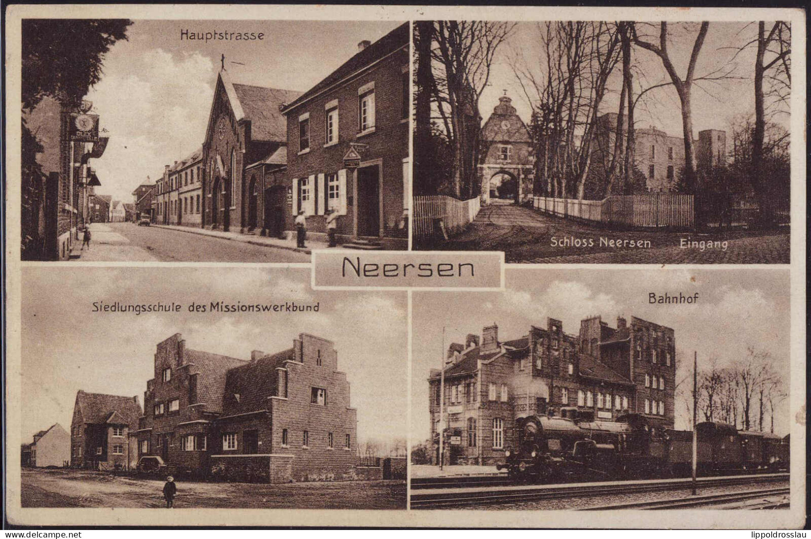 Gest. W-4156 Neersen Bahnhof Hauptstraße Schule 1939 - Krefeld