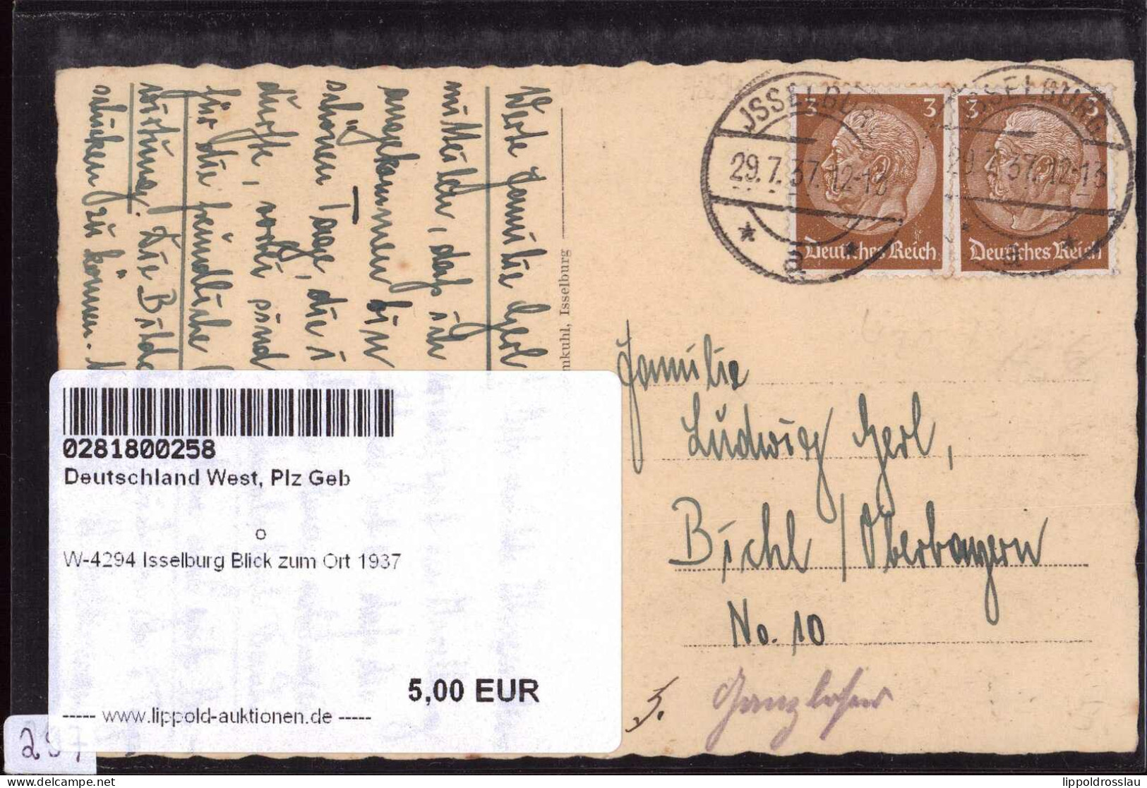 Gest. W-4294 Isselburg Blick Zum Ort 1937 - Bocholt