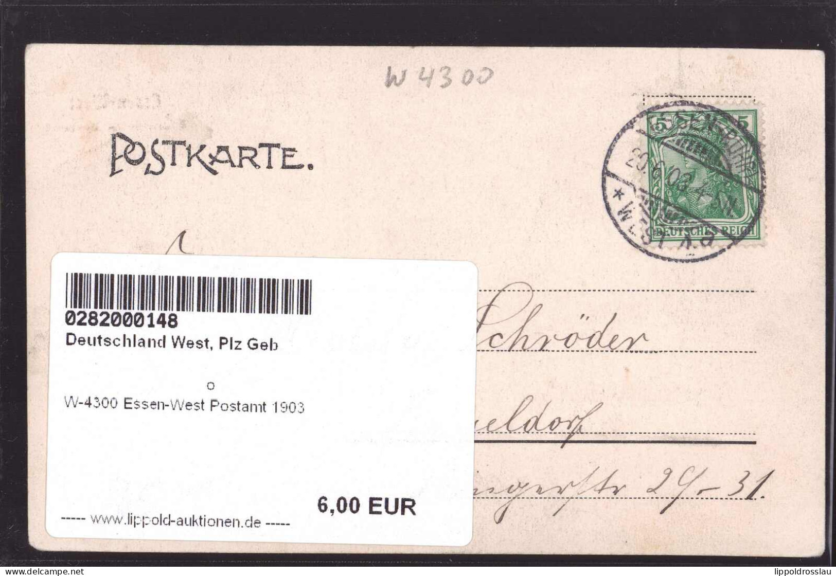 Gest. W-4300 Essen-West Postamt 1903 - Essen