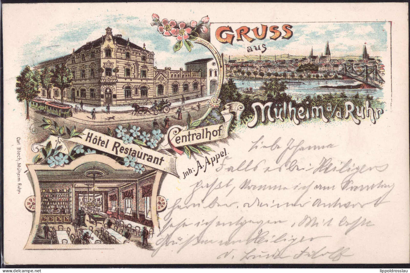 Gest. W-4330 Mülheim Hotel Gasthaus Cetralhof 1899 - Muelheim A. D. Ruhr