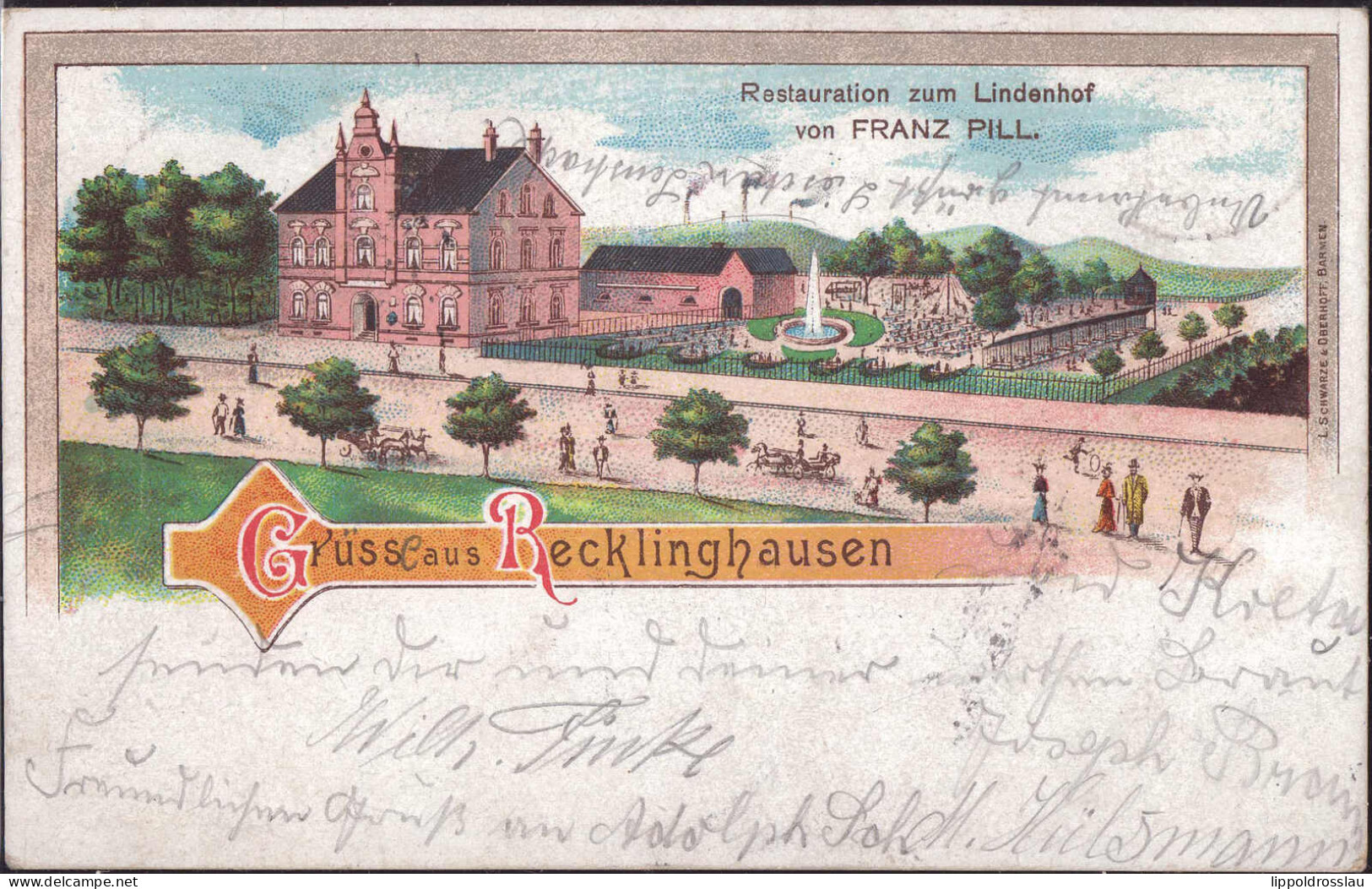 Gest. W-4350 Recklinghausen Gasthaus Zum Lindenhof 1900 - Recklinghausen