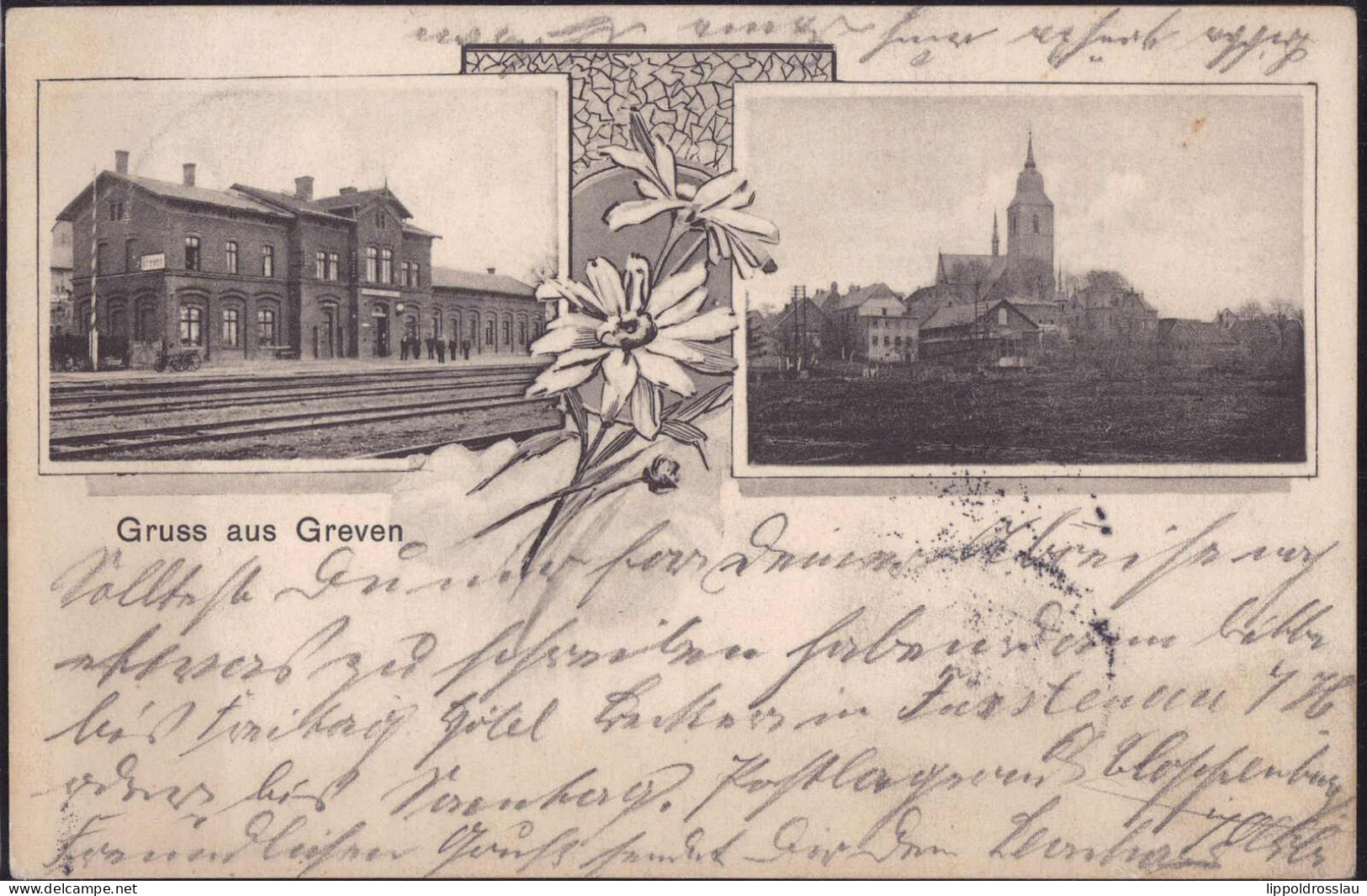 Gest. W-4402 Greven Bahnhof 1904 - Muenster