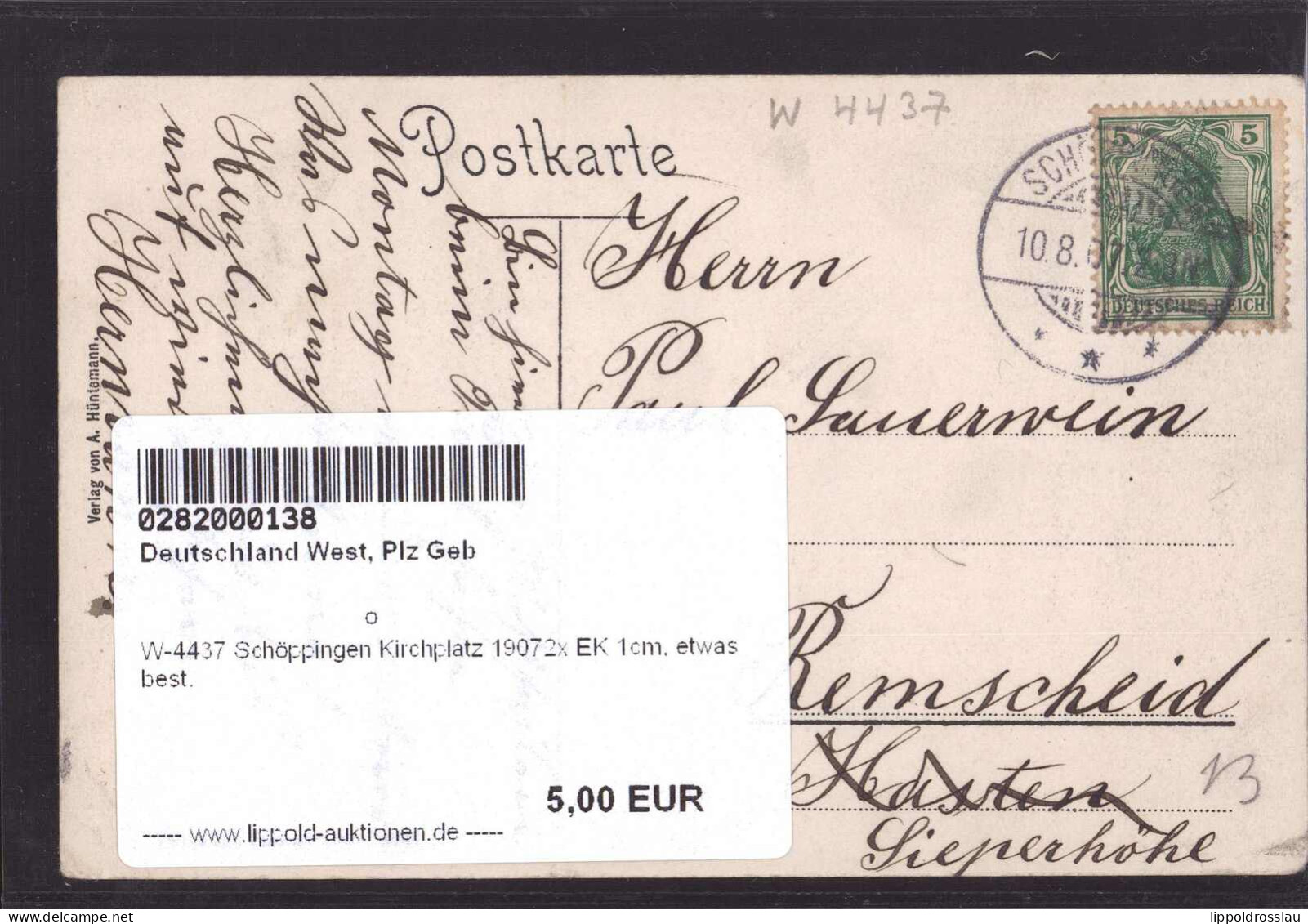 Gest. W-4437 Schöppingen Kirchplatz 19072x EK 1cm, Etwas Best. - Steinfurt