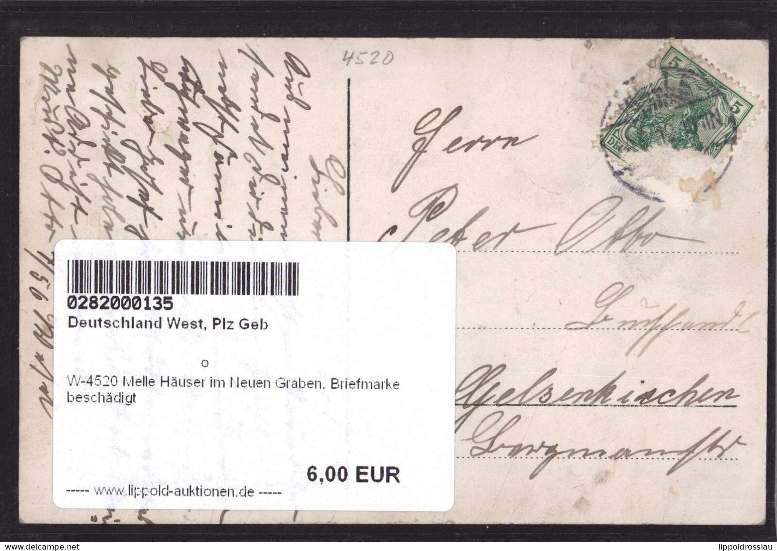 Gest. W-4520 Melle Häuser Im Neuen Graben, Briefmarke Beschädigt - Melle