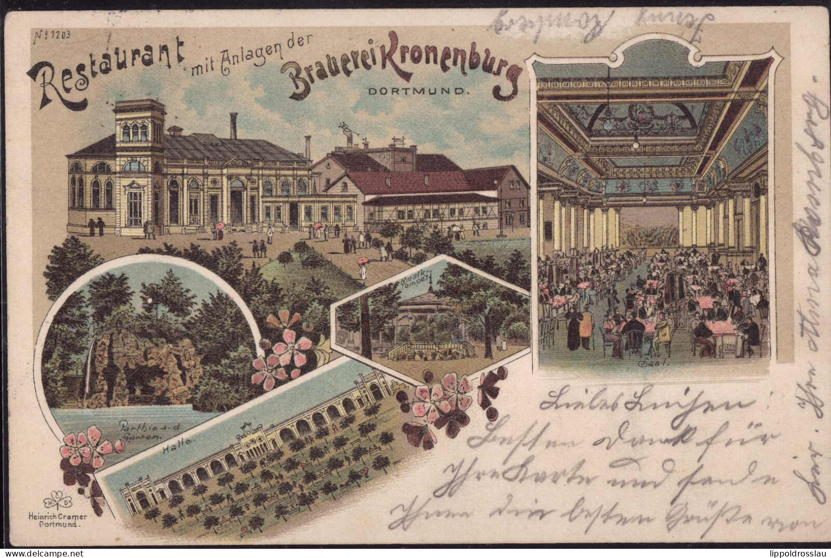 Gest. W-4600 Dortmund Gasthaus Brauerei Kronenburg 1898 - Dortmund