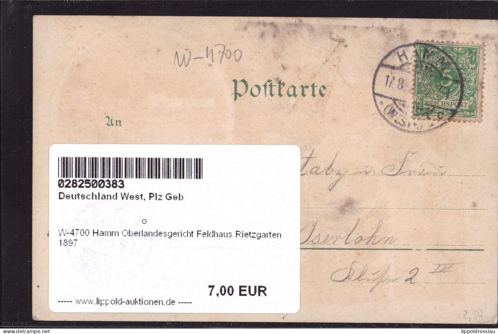 Gest. W-4700 Hamm Oberlandesgericht Feldhaus Rietzgarten 1897 - Hamm