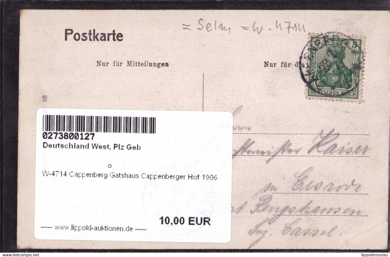 Gest. W-4714 Cappenberg Gatshaus Cappenberger Hof 1906 - Luedinghausen