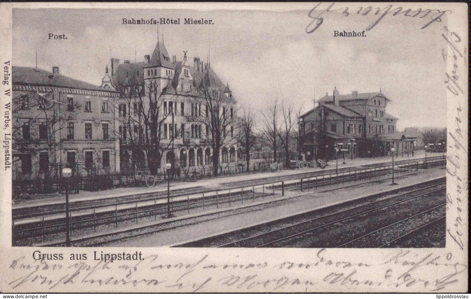 Gest. W-4780 Lippstadt Bahnhof Bahnhofshotel Miesler Post 1904 - Lippstadt