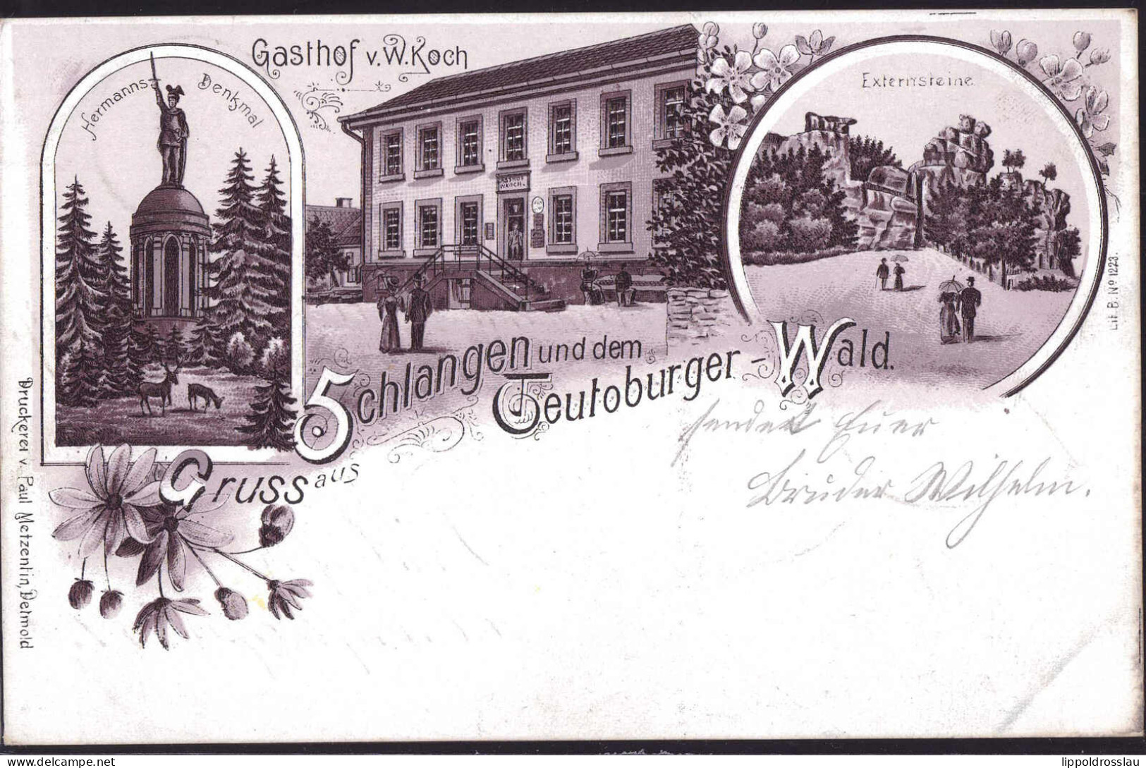 Gest. W-4797 Schlangen Gasthaus Koch 1898 - Paderborn