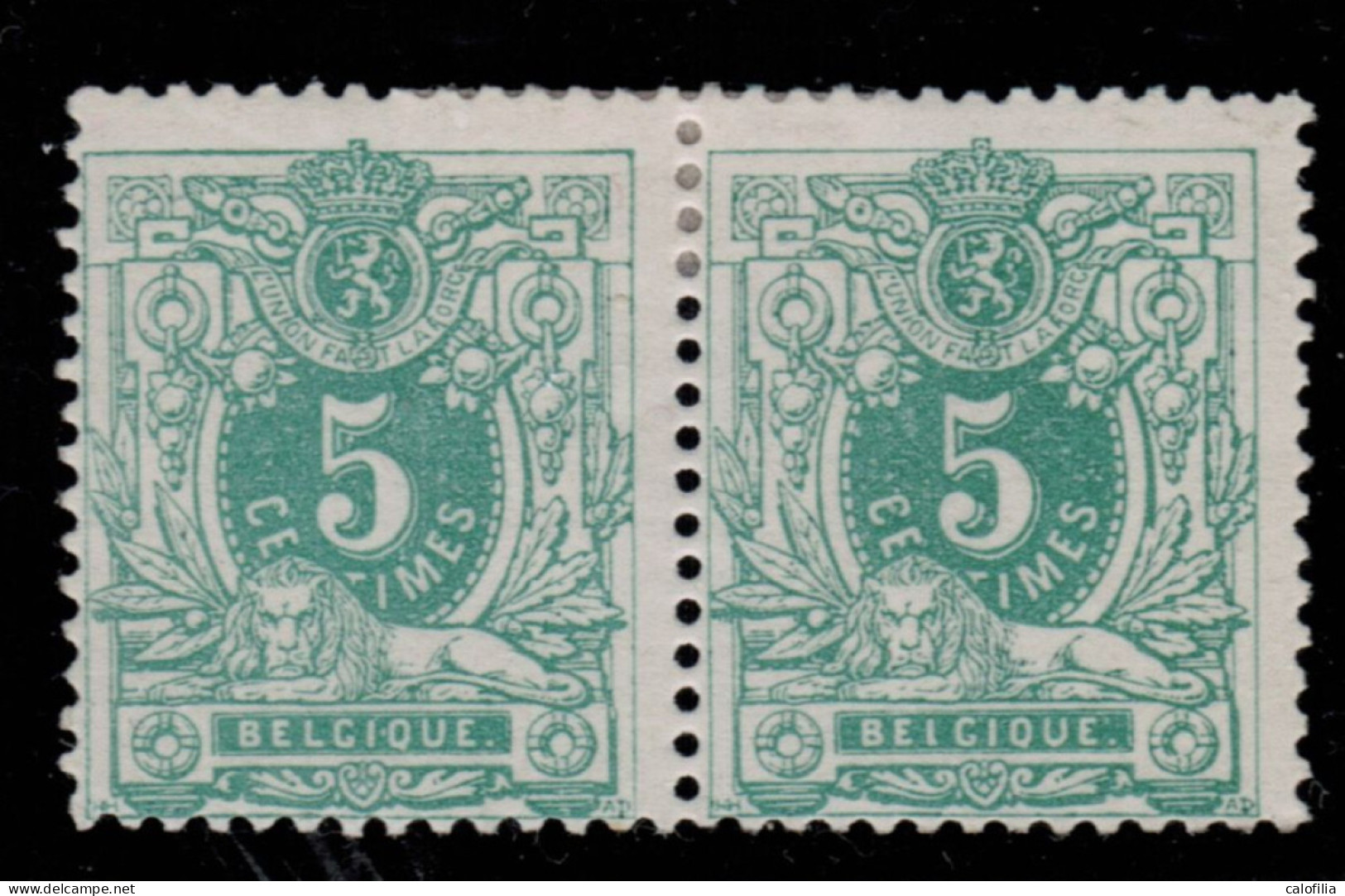 COB 45 + 45 V1 ("BEIGIQUE" Au Lieu De "BELGIQUE") En Paire, Neufs Avec Charniere, RARE - 1869-1888 Lying Lion