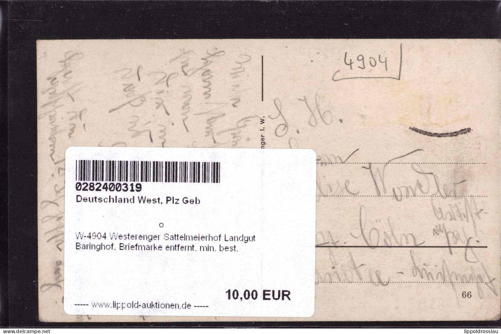 Gest. W-4904 Westerenger Sattelmeierhof Landgut Baringhof, Briefmarke Entfernt, Min. Best. - Herford