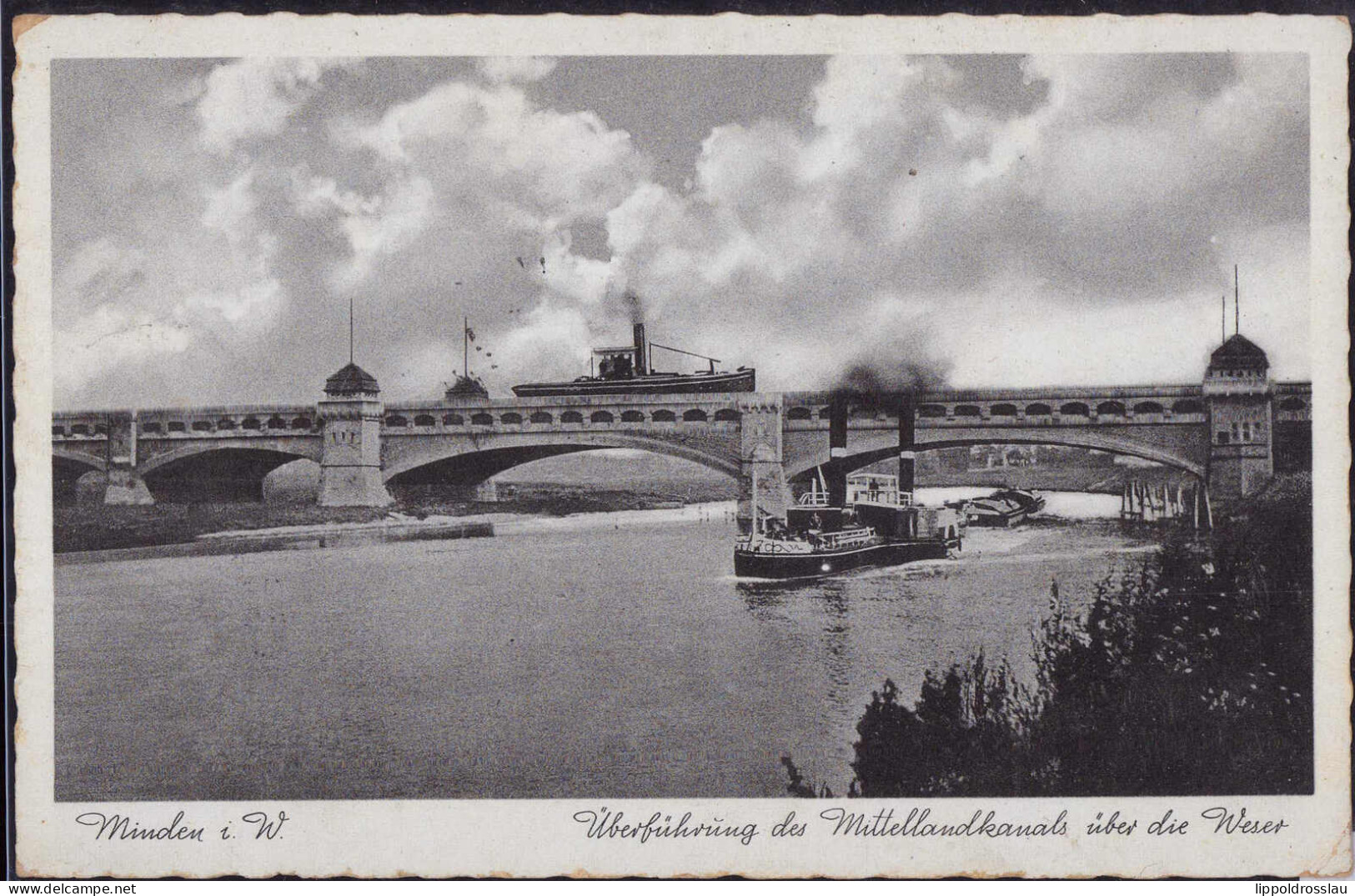 Gest. W-4950 Minden Mittellandkanal Brücke über Die Weser, Feldpost 1940 - Minden