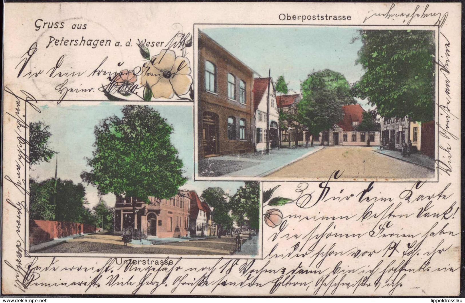 Gest. W-4953 Petershagen Ober-und Unterpoststraße 1903 - Minden