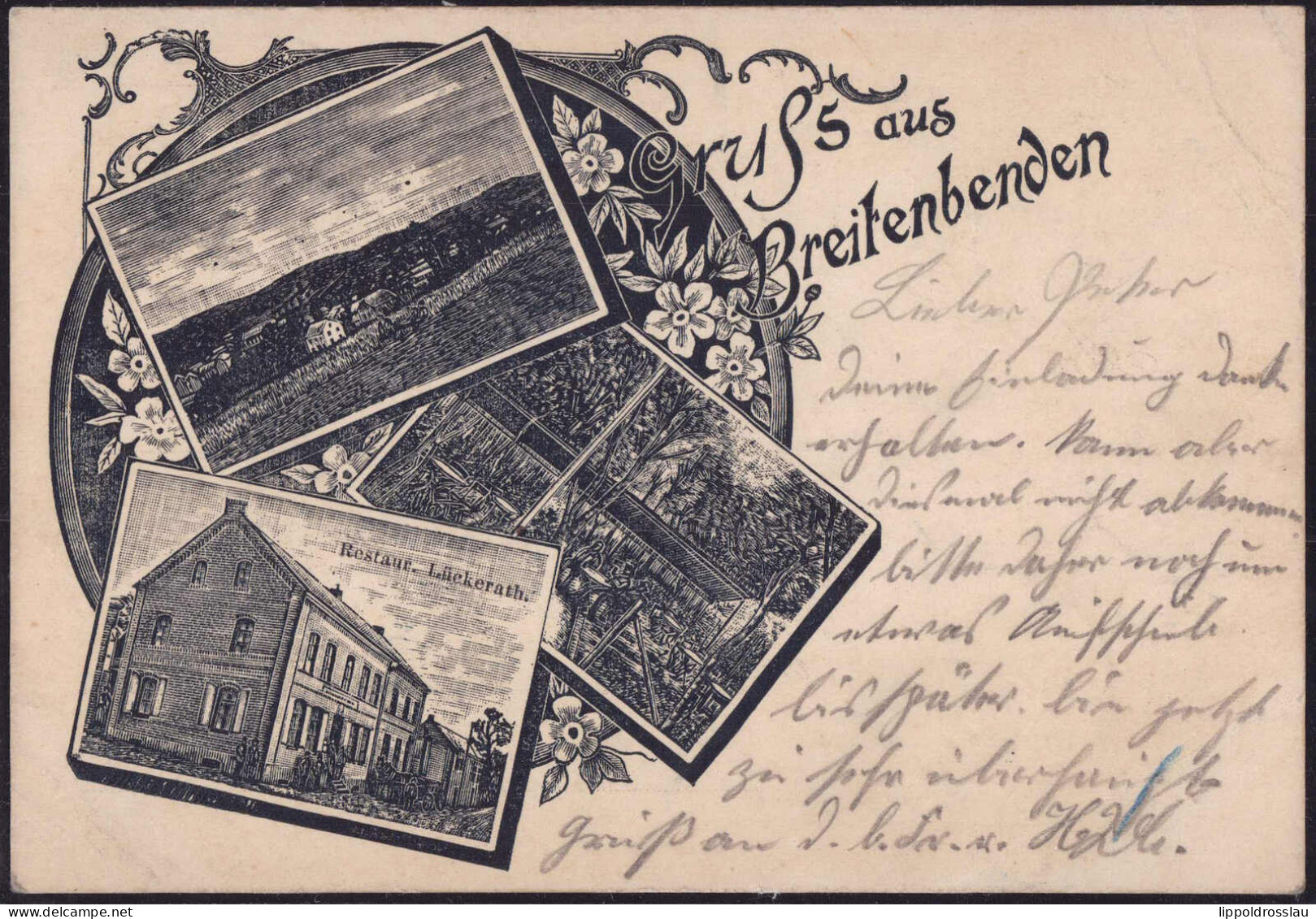 Gest. W-5353 Breitenbenden Gasthaus Lückerath 1905, Bug 4cm - Euskirchen