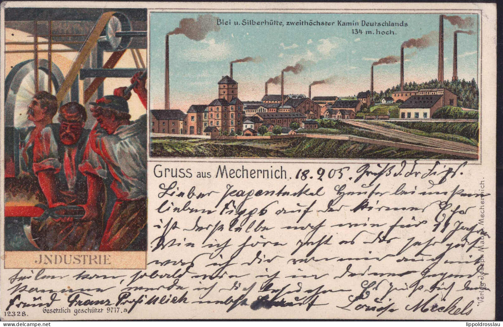 Gest. W-5353 Mechernich Blei-und Silberhütte 1905, Prägekarte - Euskirchen