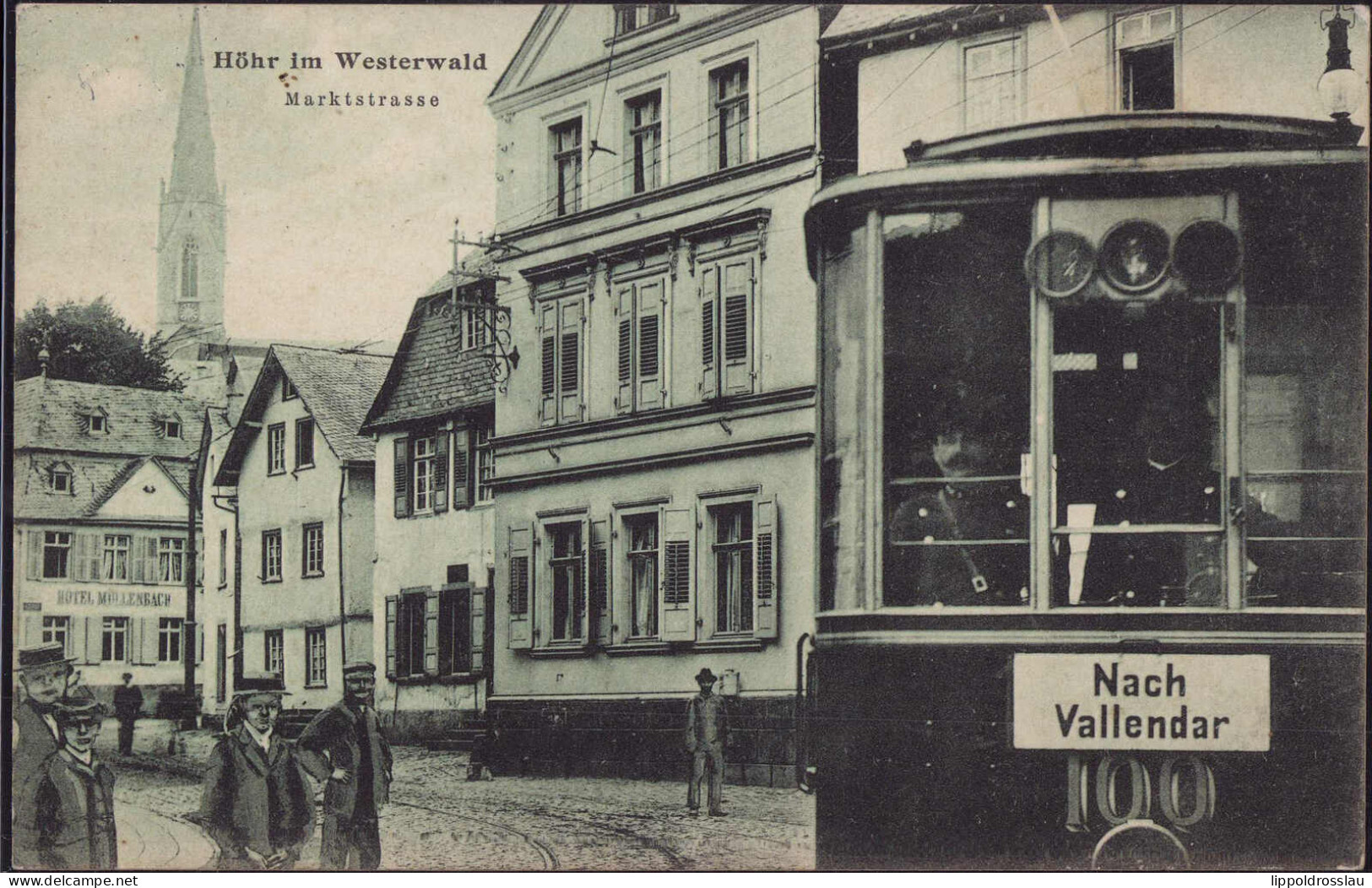 Gest. W-5410 Höhr Marktstraße Strapenbahn Nach Vallendar 1918 - Höhr-Grenzhausen