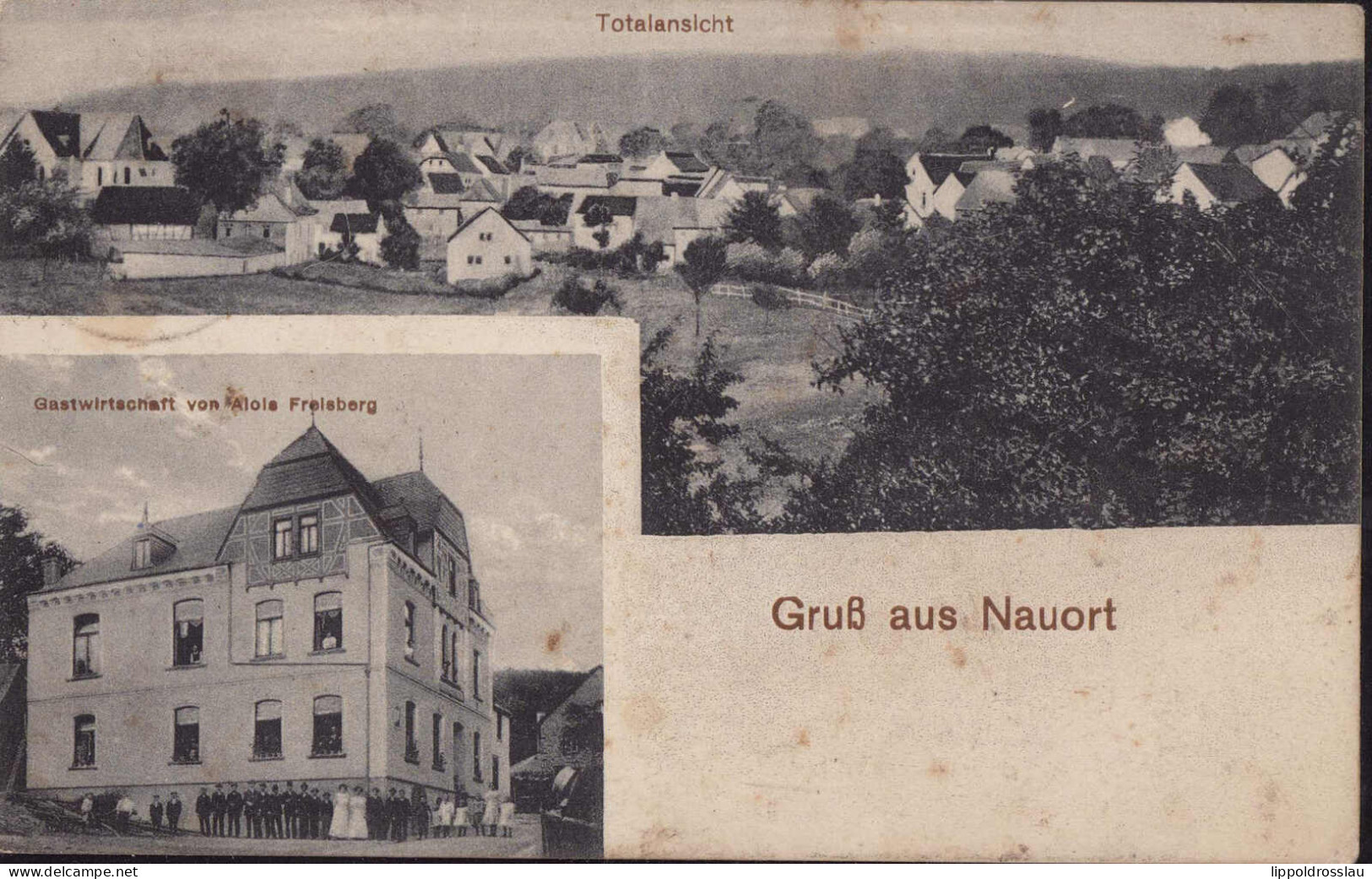 Gest. W-5415 Nauort Gasthaus Freisberg 1918, Briefmarke Entfernt - Hoehr-Grenzhausen