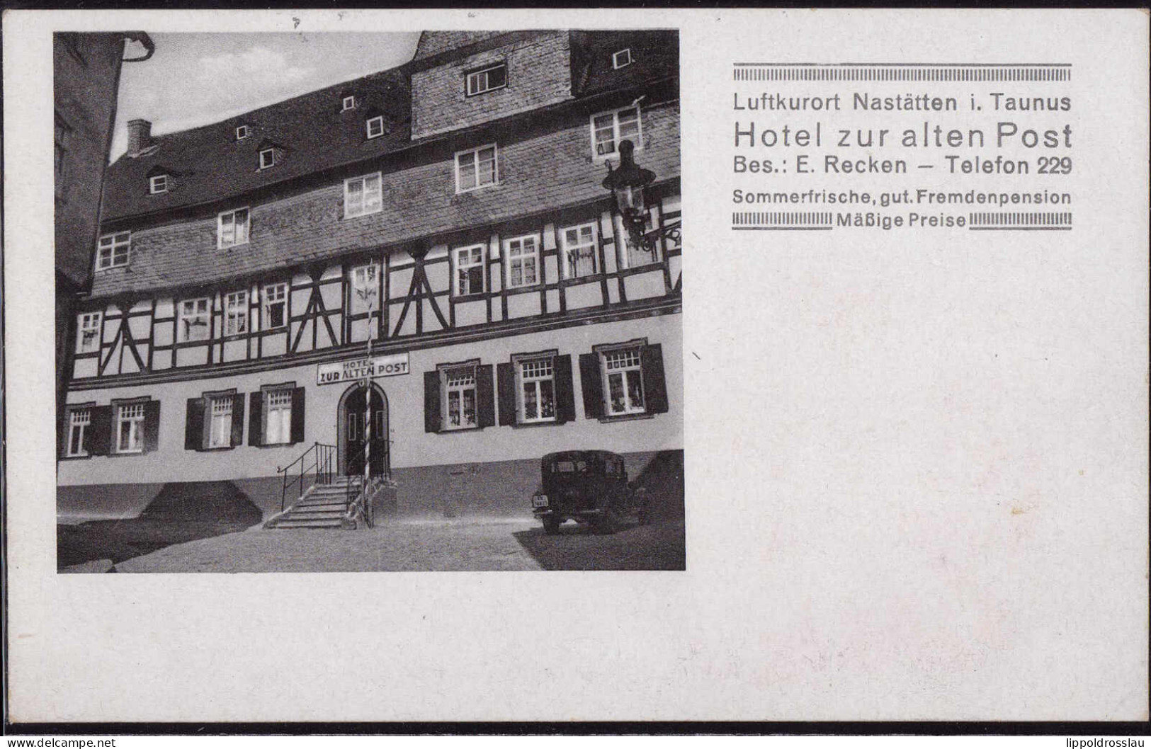 Gest. W-5428 Nastätten Hotel Gasthaus Zur Alten Post 1941 - Lahnstein