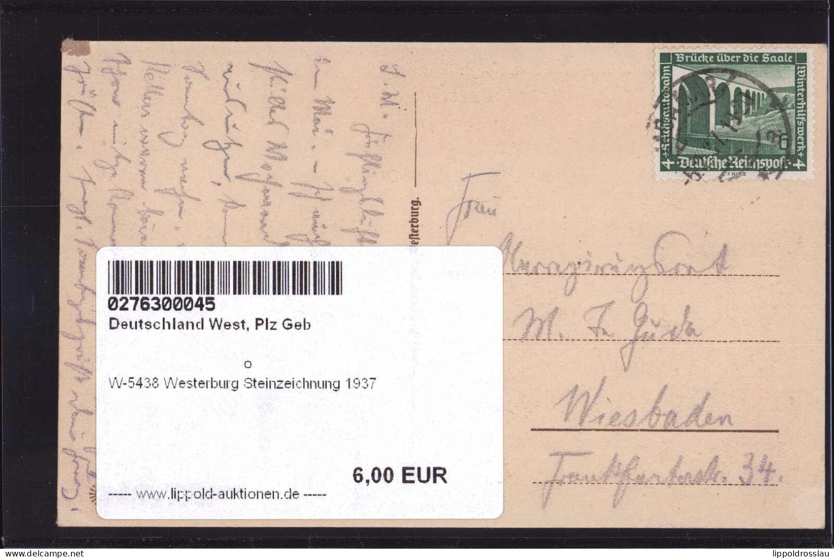 Gest. W-5438 Westerburg Steinzeichnung 1937 - Montabaur