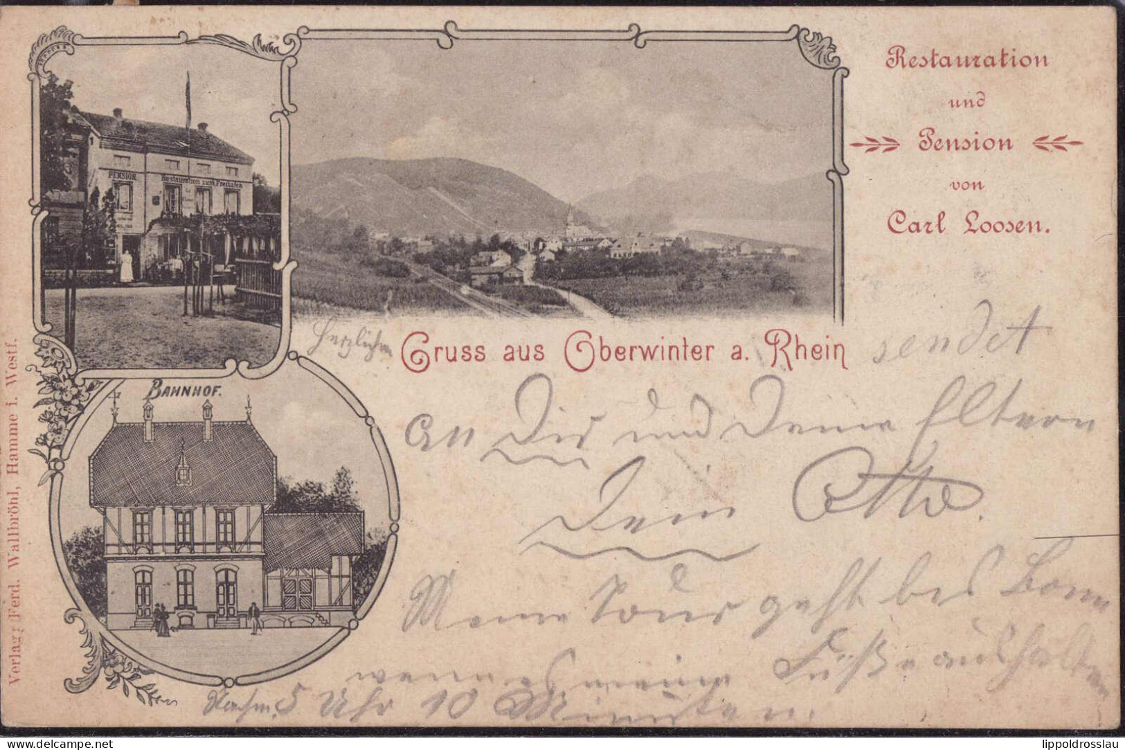 Gest. W-5480 Oberwinter Bahnhof Gasthaus Loosen 1899 - Remagen