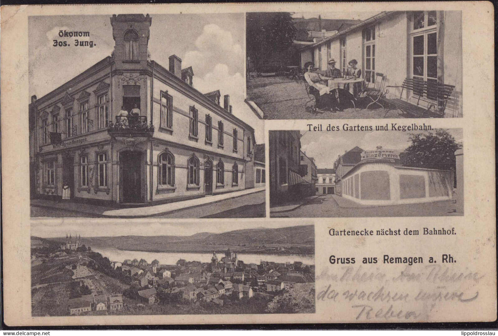 Gest. W-5480 Remagen Gasthaus Winzer-Verein Remagen 1912 - Remagen