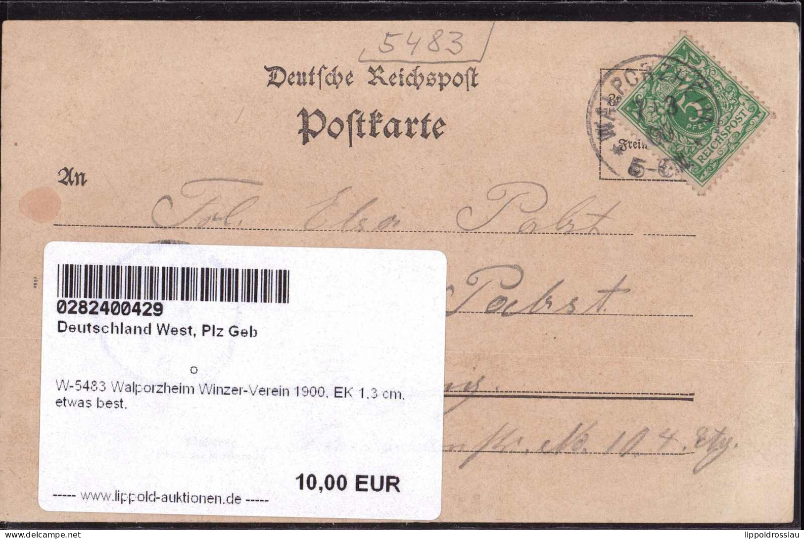 Gest. W-5483 Walporzheim Winzer-Verein 1900, EK 1,3 Cm, Etwas Best. - Remagen