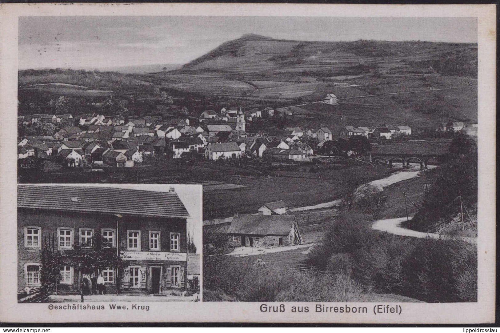 Gest. W-5535 Birresborn Geschäftshaus Krug, Briefmarke Entfernt - Gerolstein