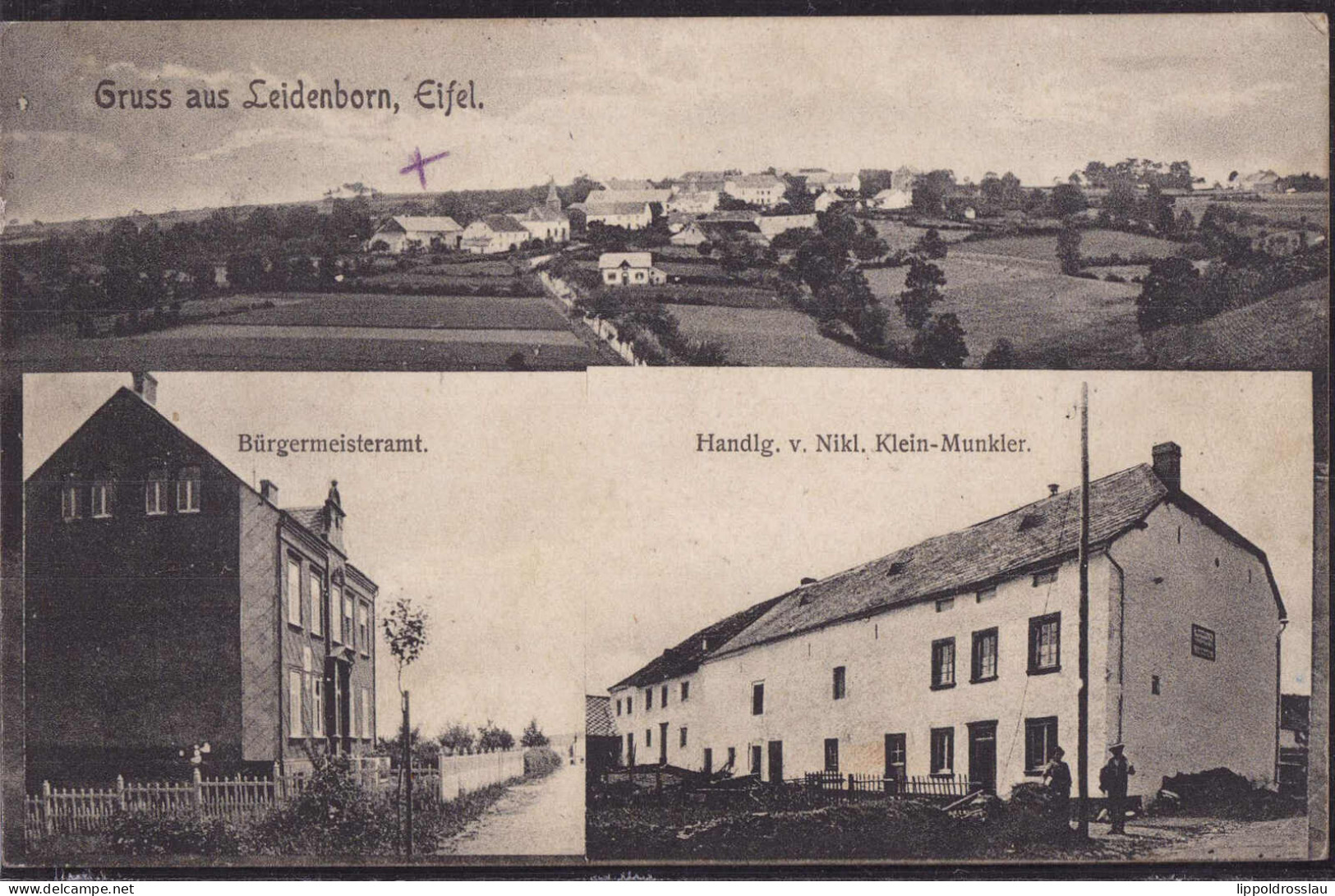Gest. W-5541 Leidenborn Bürgermeisteramt Handlung Klein-Munkler, Feldpost 1914 - Prüm