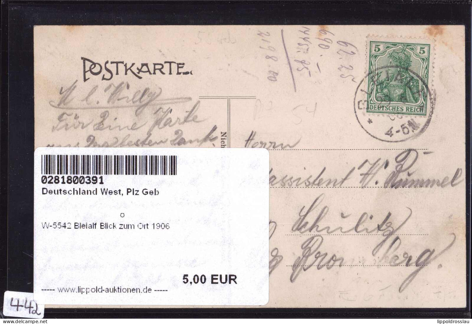 Gest. W-5542 Bleialf Blick Zum Ort 1906 - Prüm