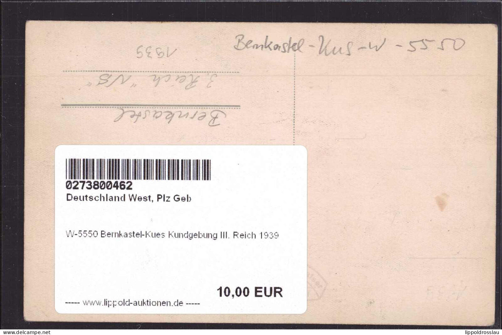 * W-5550 Bernkastel-Kues Kundgebung III. Reich 1939 - Bernkastel-Kues