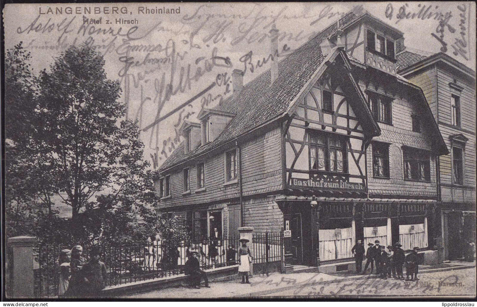 Gest. W-5620 Langenberg Hotel Gasthaus Zum Hirsch 1906 - Velbert