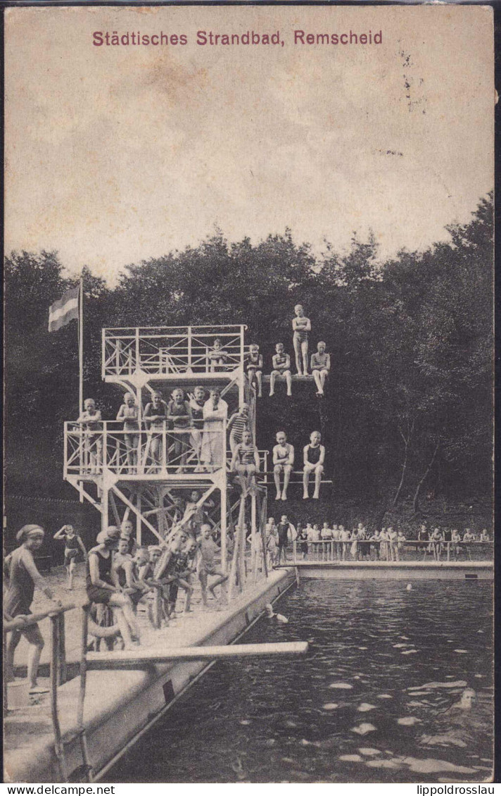 Gest. W-5630 Remscheid Strandbad 1914, 1x Briefmarke Abgefallen - Wuppertal